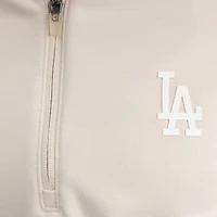 Women's Fanatics Beige Los Angeles Dodgers Oversized Clutch Tri-Blend Half-Zip Pullover