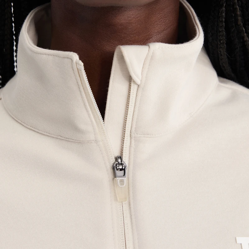 Women's Fanatics Beige Los Angeles Dodgers Oversized Clutch Tri-Blend Half-Zip Pullover
