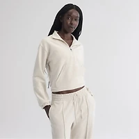 Women's Fanatics Beige Los Angeles Dodgers Oversized Clutch Tri-Blend Half-Zip Pullover