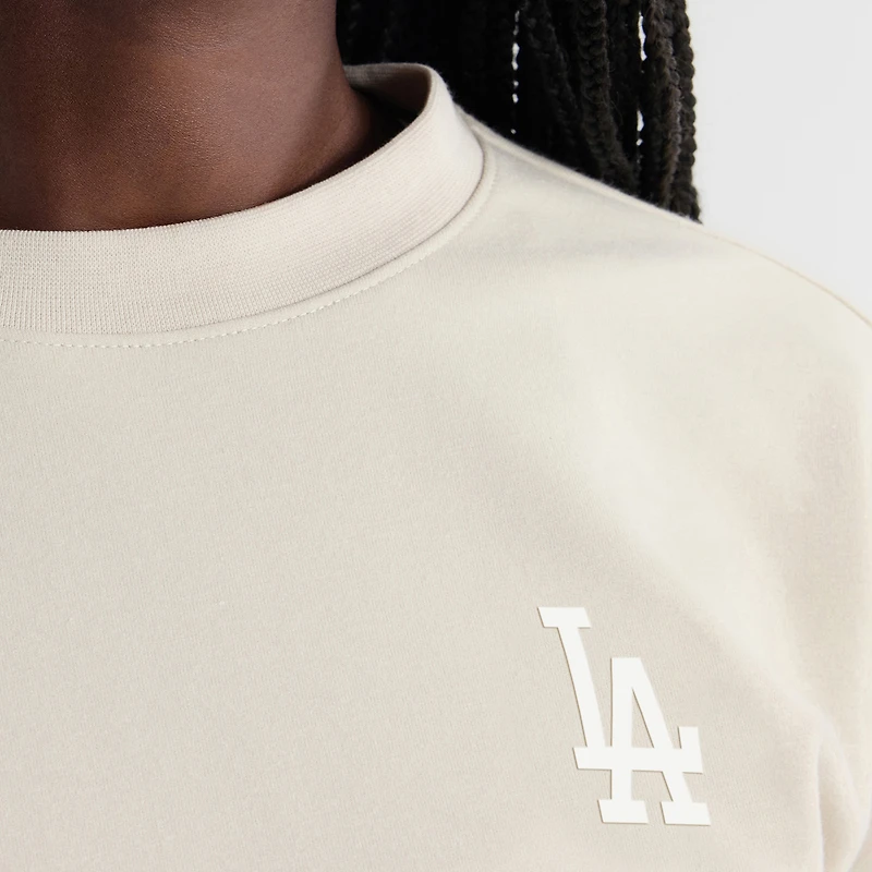 Sweat-shirt oversize gris Los Angeles Dodgers pour femme, style pochette, en mélange de trois matières, la marque Fanatics.