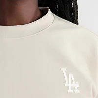 Sweat-shirt oversize gris Los Angeles Dodgers pour femme, style pochette, en mélange de trois matières, la marque Fanatics.