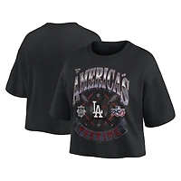 Women's Fanatics  Black Los Angeles Dodgers Americana Crop T-Shirt
