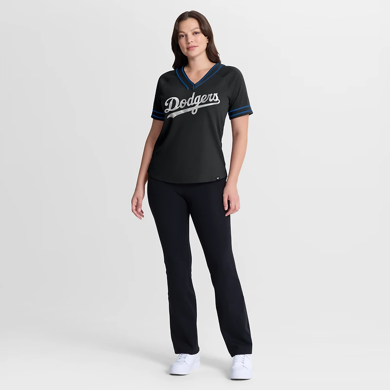 Women's Fanatics Royal Los Angeles Dodgers Diva Race Ahead Raglan V-Neck T-Shirt