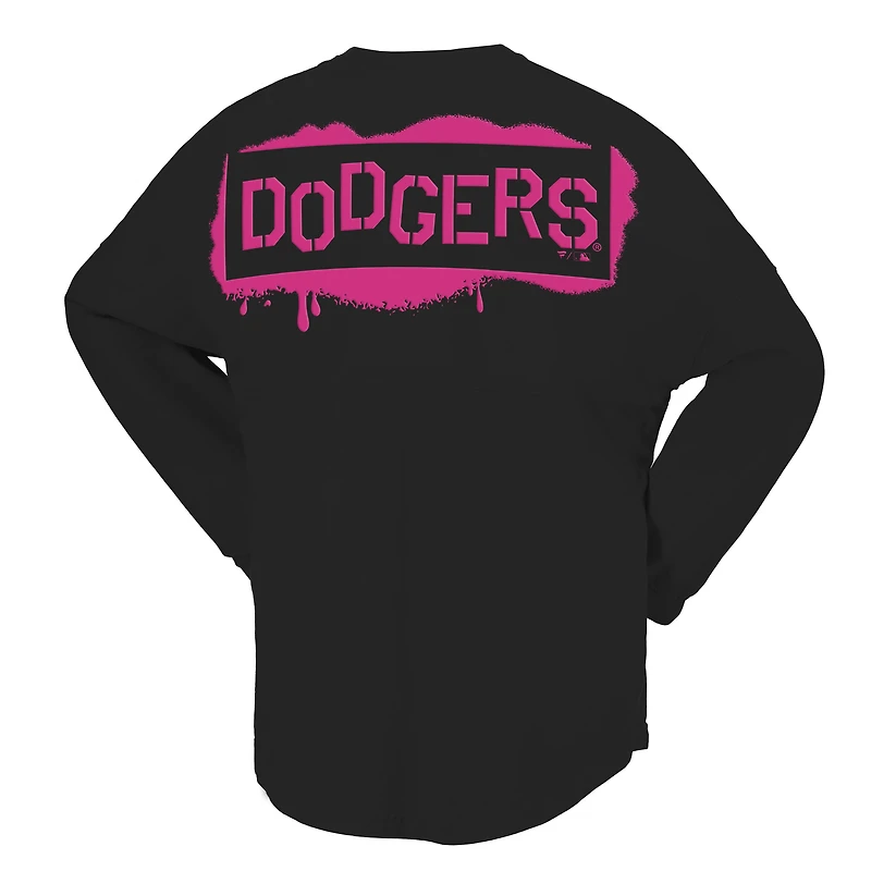 Women's Fanatics  Black Los Angeles Dodgers Neon Jersey Long Sleeve T-Shirt