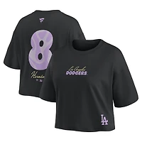 Haut court noir Fanatics pour femmes, avec le nom et numéro d'Enrique Hernández des Los Angeles Dodgers.