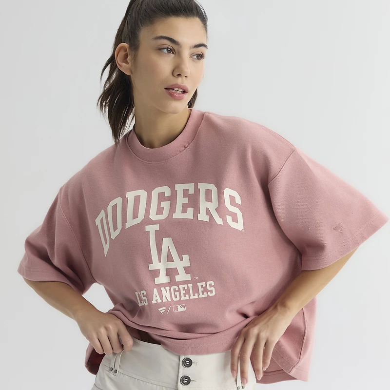 Women's Fanatics Faded Rose Los Angeles Dodgers Iconic Boxy T-Shirt