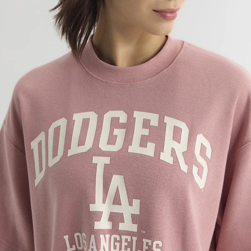 Women's Fanatics Faded Rose Los Angeles Dodgers Iconic Boxy T-Shirt