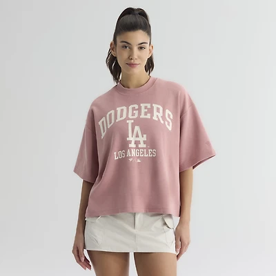 Women's Fanatics Faded Rose Los Angeles Dodgers Iconic Boxy T-Shirt