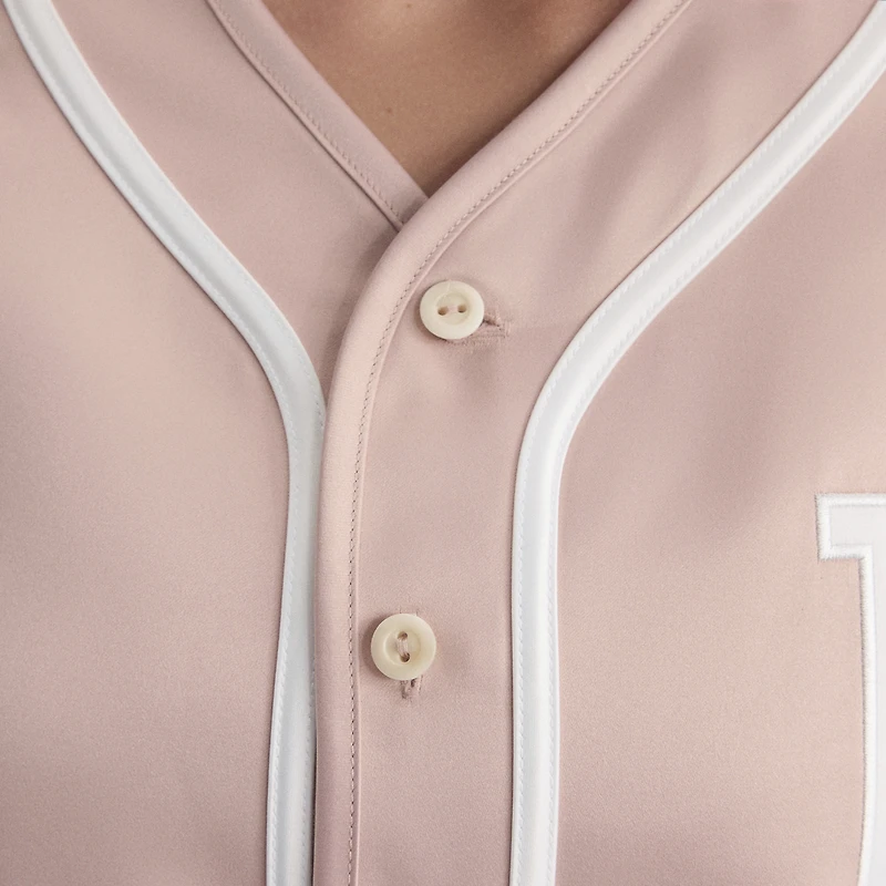 Women's Fanatics Faded Rose Los Angeles Dodgers Iconic Full-Button Satin Baseball Top