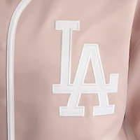 Haut de baseball en satin rose délavé pour femme, Los Angeles Dodgers, modèle emblématique à boutons, la marque Fanatics.