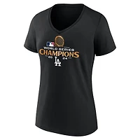 T-shirt à col en V avec nom et numéro des champions de la série mondiale 2024 Los Angeles Dodgers Freddie Freeman pour femmes Fanatics