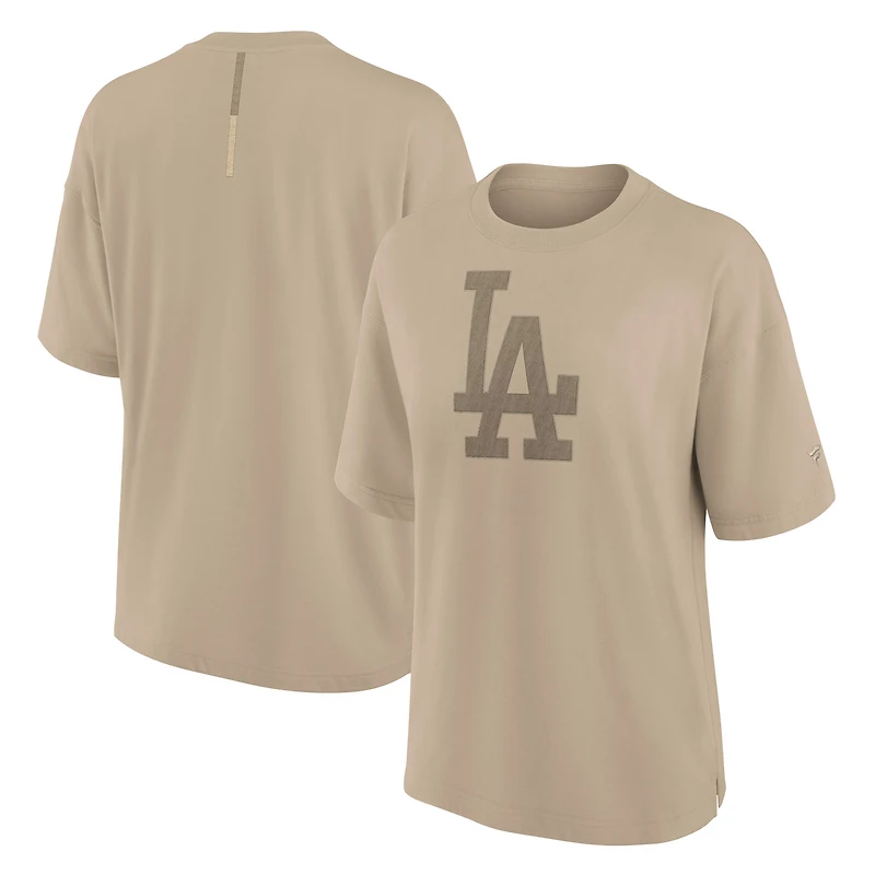 T-shirt surdimensionné Fanatics kaki pour femme avec logo des Dodgers de Los Angeles