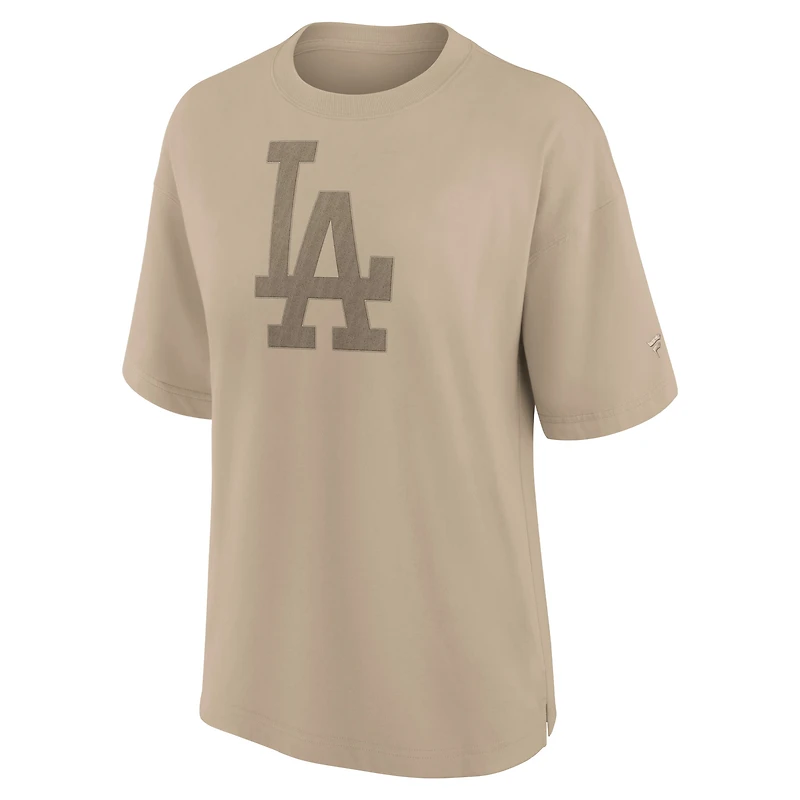 T-shirt surdimensionné Fanatics kaki pour femme avec logo des Dodgers de Los Angeles