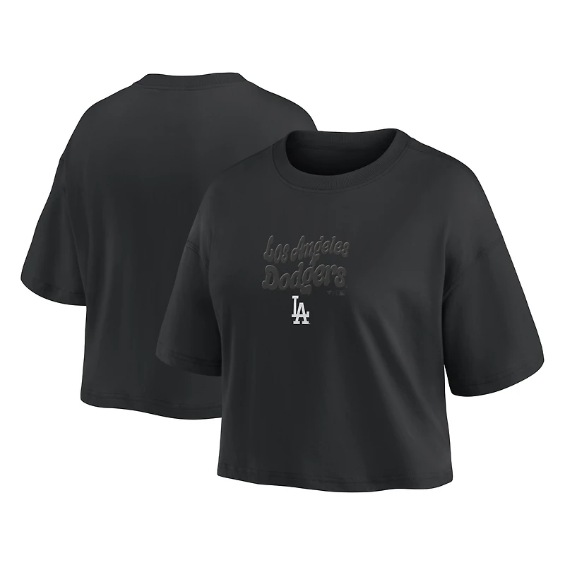 Women's Fanatics Los Angeles Dodgers Blackout Wave Cropped Top