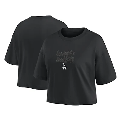 Women's Fanatics Los Angeles Dodgers Blackout Wave Cropped Top