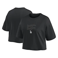 Women's Fanatics Los Angeles Dodgers Blackout Wave Cropped Top