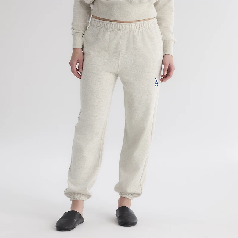 Pantalon de survêtement emblématique en éponge Fanatics pour femmes, couleur avoine chinée, Los Angeles Dodgers