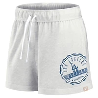 Short de détente surdimensionné avec badge Fanatics Oatmeal Los Angeles Dodgers pour femmes