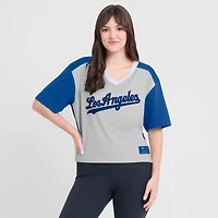 Women's Fanatics Royal/Graphite Los Angeles Dodgers Oversized Race To Win V-Neck T-Shirt