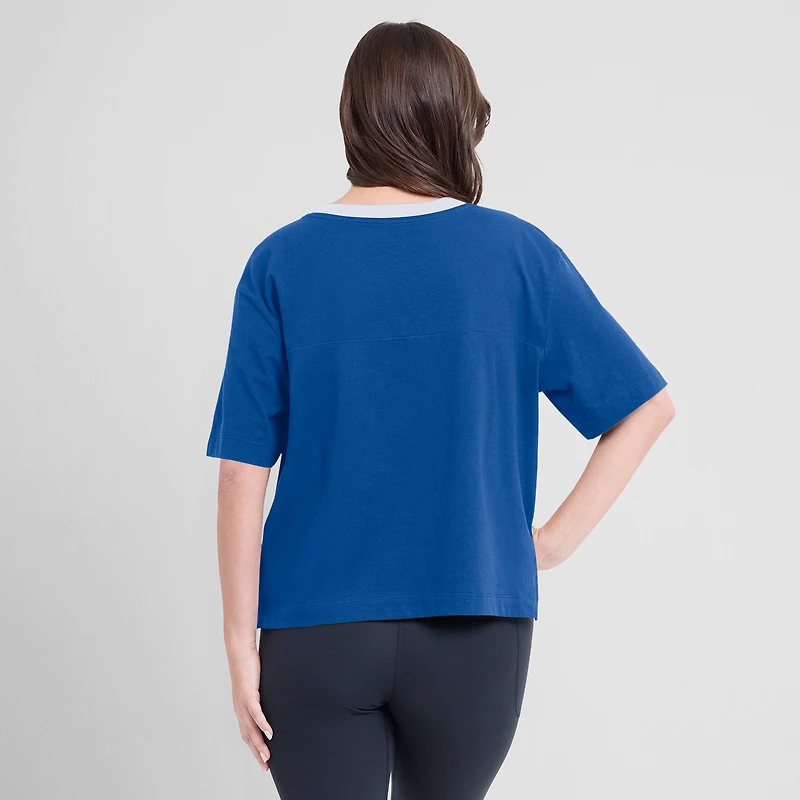 Women's Fanatics Royal/Graphite Los Angeles Dodgers Oversized Race To Win V-Neck T-Shirt