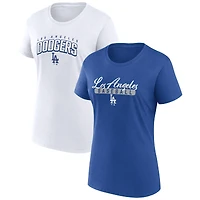 Women's Fanatics Royal/White Los Angeles Dodgers Two-Pack Wordmark T-Shirt Set