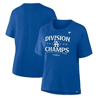 T-shirt grande taille pour femmes Fanatics Royal Los Angeles Dodgers 2025 NL West Division Champions Vestiaire