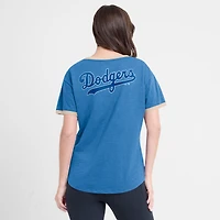 T-shirt à col en V pour femme Fanatics Royal Los Angeles Dodgers Binge Worthy Stadium Slub