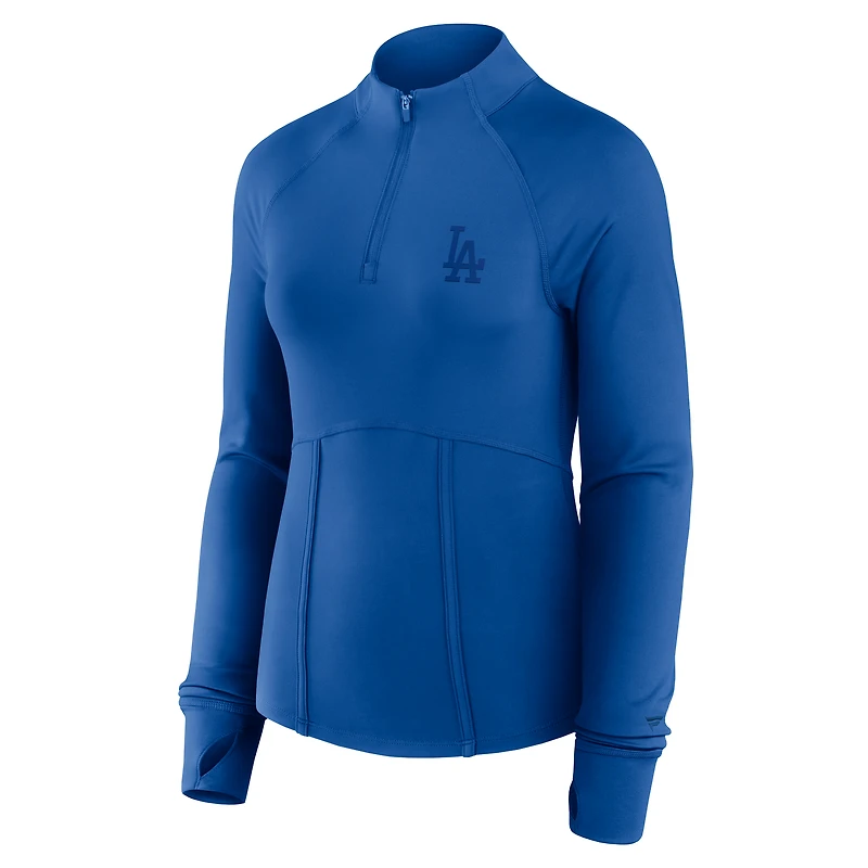 Haut à glissière quart de tour raglan pour femme Fanatics Royal Los Angeles Dodgers Elements