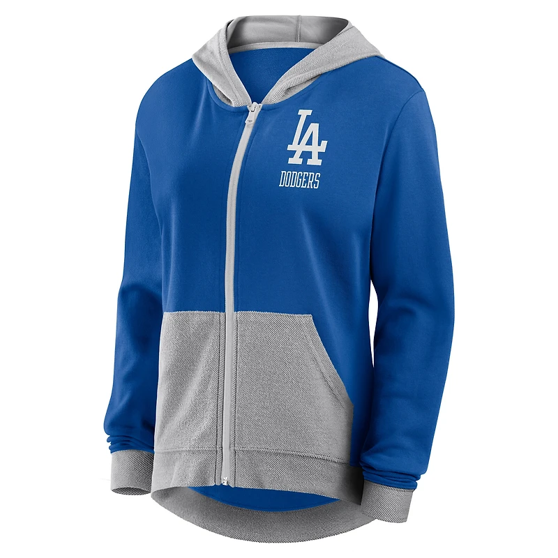 Women's Fanatics  Royal Los Angeles Dodgers Hit It French Terry Full-Zip Hoodie