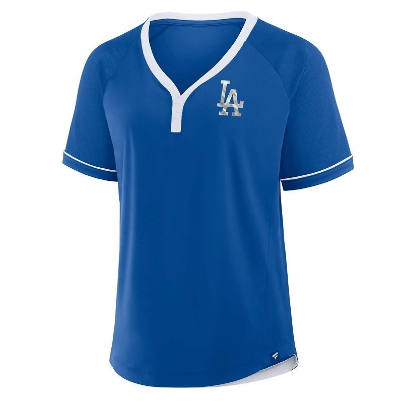 T-shirt col en V raglan pour femme Fanatics Royal Los Angeles Dodgers League Diva Star