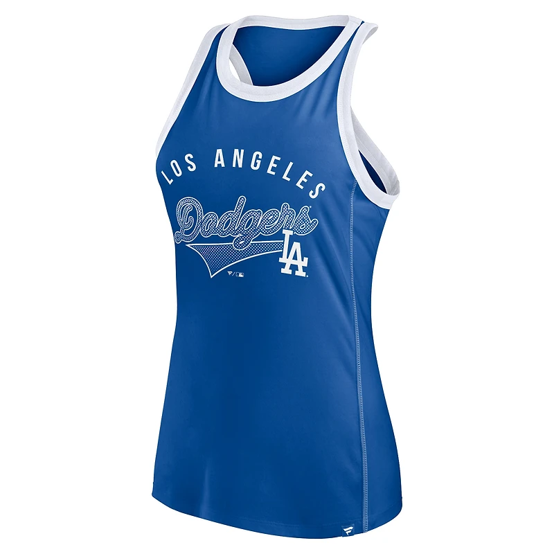 Débardeur Fanatics Royal Los Angeles Dodgers Tailsweep Fashion Racerback strass pour femmes
