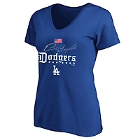 T-shirt à col en V grande taille Fanatics Royal Los Angeles Dodgers USA 250 ans pour femmes