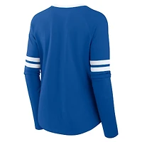 Women's Fanatics Royal Los Angeles Dodgers Won & Done Raglan Lace-Up Long Sleeve T-Shirt