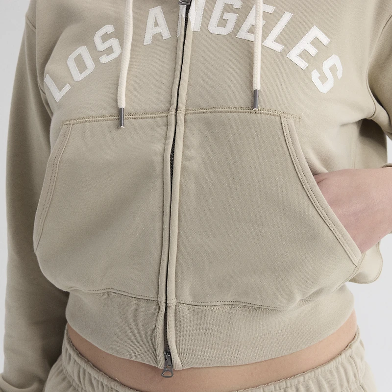 Sweat à capuche zippé Fanatics Sepia Tint Los Angeles Dodgers Iconic Terry pour femme