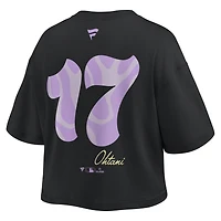 Women's Fanatics Shohei Ohtani Black Los Angeles Dodgers Name & Number Cropped Top