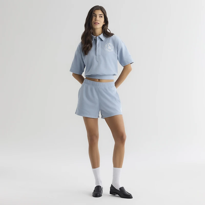 Polo à manches courtes emblématique Los Angeles Dodgers bleu ciel pour femme de Fanatics