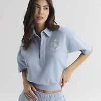 Polo à manches courtes emblématique Los Angeles Dodgers bleu ciel pour femme de Fanatics
