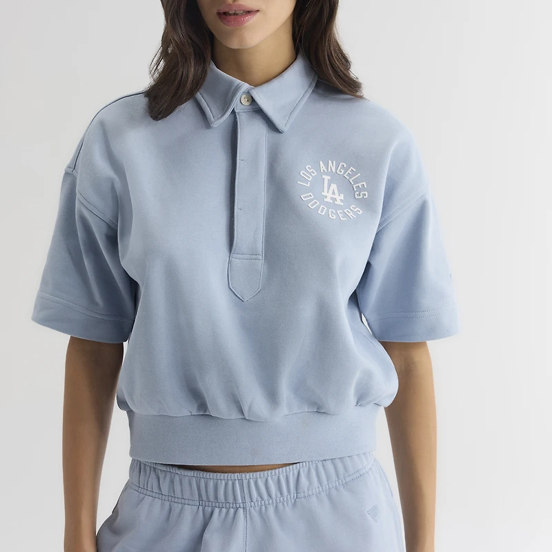 Polo à manches courtes emblématique Los Angeles Dodgers bleu ciel pour femme de Fanatics