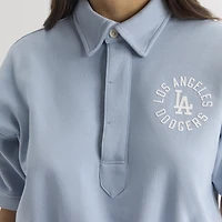 Women's Fanatics Sky Blue Los Angeles Dodgers Iconic Short Sleeve Polo Sweatshirt