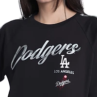 T-shirt raglan court G-III 4Her pour femme par Carl Banks, noir, Los Angeles Dodgers Classic Play