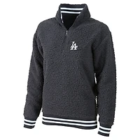 Women's G-III 4Her by Carl Banks Gray Los Angeles Dodgers Play Action Sherpa Fleece Quarter-Zip Jacket