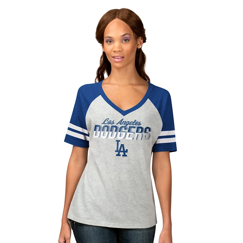 T-shirt raglan à col en V G-III 4Her pour femme, par Carl Banks, gris chin