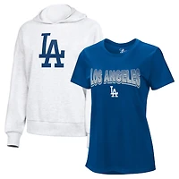 Women's G-III 4Her by Carl Banks  Royal/Bright Heather Ceramic Los Angeles Dodgers T-Shirt and Hoodie Combo Pack