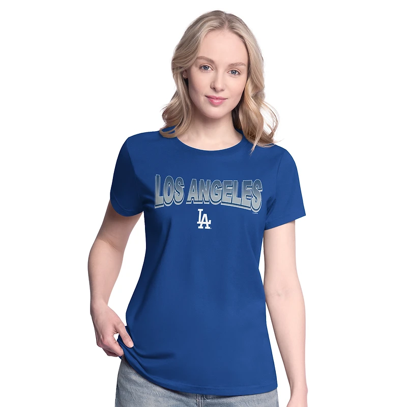 Women's G-III 4Her by Carl Banks  Royal/Bright Heather Ceramic Los Angeles Dodgers T-Shirt and Hoodie Combo Pack
