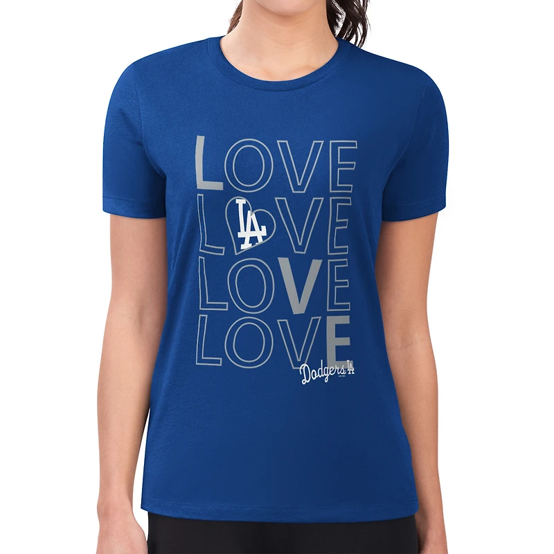 T-shirt G-III 4Her pour femme par Carl Banks Royal Los Angeles Dodgers, coupe ultra-slim, léger, motif Love Graphic Team