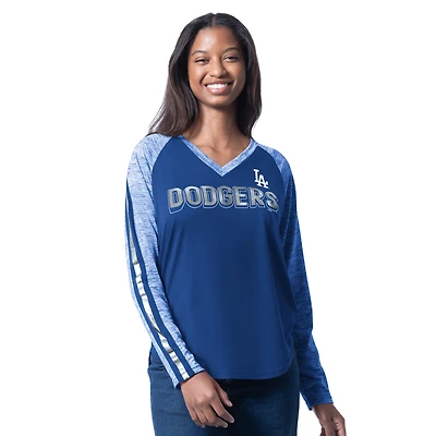 T-shirt à manches longues et col en V G-III 4Her par Carl Banks Royal Los Angeles Dodgers Top Dog pour femme