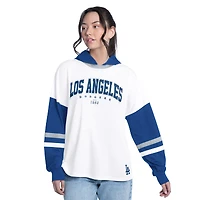 Women's G-III 4Her by Carl Banks  White/Royal Los Angeles Dodgers Key Player Oversized Hooded Long Sleeve T-Shirt