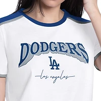 T-shirt mode G-III 4Her pour femmes par Carl Banks, blanc, Los Angeles Dodgers First Lane Fashion