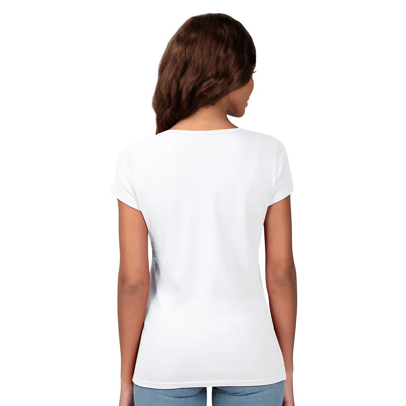 T-shirt G-III 4Her pour femmes par Carl Banks, blanc, Los Angeles Dodgers, motif floral Endzone