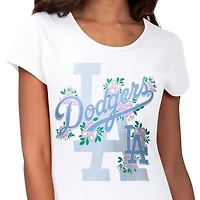 Women's G-III 4Her by Carl Banks White Los Angeles Dodgers Floral Endzone T-Shirt